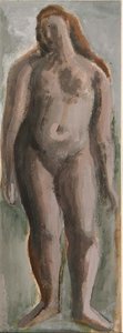 Stående kvindefigur (gouache på papir) af Bernard Meninsky