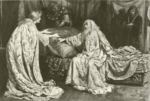 Miss Ellen Terry som Cordelia, Henry Irving som Kong Lear (dybtryk) af Bernard Partridge
