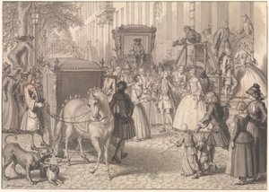 Begyndelsen på et bryllupsoptog for et luthersk par af Bernard Picart