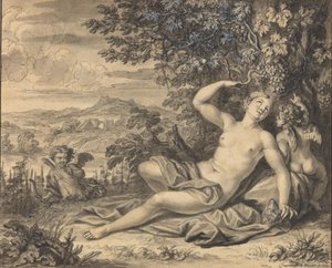 Erigone forført af Bacchus af Bernard Picart