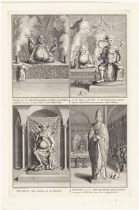 Fire kinesiske guder, 1728 af Bernard Picart
