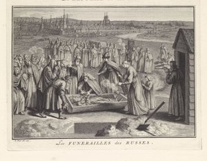 Begravelse i Rusland, 1732 af Bernard Picart