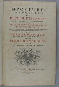 Uskyldige bedrag, eller samling af stik efter forskellige berømte malere, såsom Rafael, Guido Reni, Carlo Maratti, Nicolas Poussin, Rembrandt osv. Graveret i deres efterligning ... af Bernard Picart, tegner og gravør: med hans historiske lovprisning og c af Bernard Picart