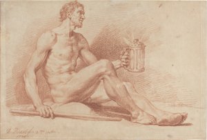 Nøgen mand med en lampe (Diogenes) af Bernard Picart