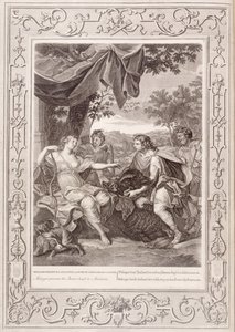 Meleager præsenterer vildsvinehovedet for Atalanta, 1731 af Bernard Picart