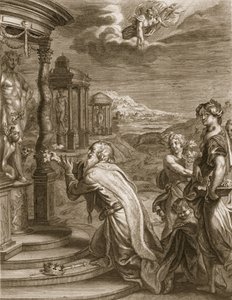 Oeneus, konge af Calydon, der har forsømt Diana i et offer og bliver straffet for sin ondskab, 1731 af Bernard Picart