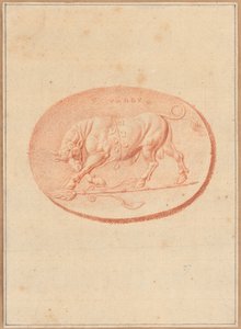 En af seks cameoer med mytologiske og klassiske emner (rødt kridt på papir) af Bernard Picart