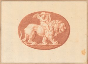 En af seks cameoer med mytologiske og klassiske emner (rødt kridt på papir) af Bernard Picart