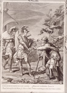 Phineus er befriet fra harpierne af Calais og Zethes, 1731 af Bernard Picart