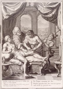 Telephus helbredt af rusten fra det samme spyd, som sårede ham, 1731 af Bernard Picart