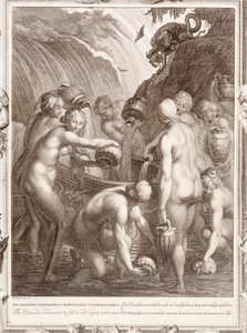Danaiderne dømt til at fylde kedede fartøjer med vand, 1730 af Bernard Picart