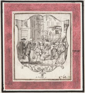 Vignette. Straßenszene eingefügt in Schildrahmen af Bernard Picart