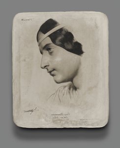 Litografisk sten til Head of a Woman til en modelbog af Bernard Romain Julien