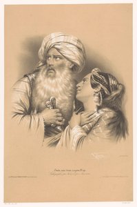 Mand med turban og grædende kvinde Undersøgelser i to typer kridt (serietitel) Etude aux deux Crayons (serietitel på objekt)