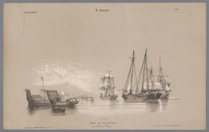 Sejlskibe i havnen Skildringer af livet på landet (serietitel) La kampagnen. Etudes varieés aux deux Crayons (serietitel på objekt) af Bernard Romain Julien