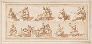 Skitseark med flere figurer af Bernard Salomon