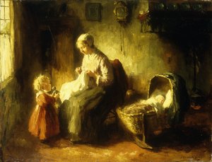 Mors lille hjælper (olie på lærred)
