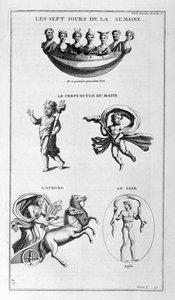 Ugens syv dage. Tusmørke, morgen, daggry, aften, 1757