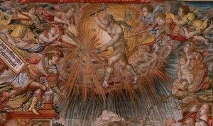 flamsk gobelin. Serien The Honours. Fortune, vejen til hæder (La Fortuna, Camino de los Honores). Femte gobelin i serien. Modeltegnere fra Bernard van Orleys og Jan Gossaert de Mabuses kreds. Fremstilling Pieter van Aelst, Brusse af Bernard van Orley