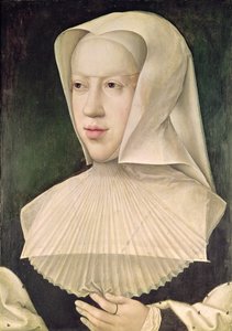 Marguerite de Habsbourg (1480-1530) hertuginde af Savoyen (olie på panel) af Bernard van Orley