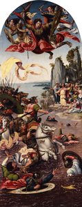Moses skiller Det Røde Hav i Sankt Michaels nærvær, af Bernard van Orley