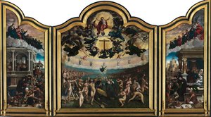 Den sidste dom og de syv barmhjertighedsværker (olie på panel) af Bernard van Orley