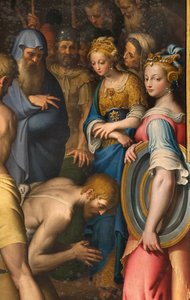 Kapel af Vor Frue af Folket, anden spænds nordside, Bernardino Campi, Døberens Dekollation 1569, Detalje