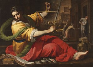 Allegorie de la Justice - Allegory of Justice, af Mei, Bernardino (1612-1676). Olie på lærred