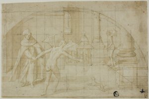 Design for a Lunette: Devils and Saint in a Monastery