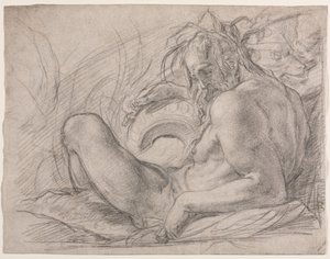The River God Tiber (Studér for en fresco, Miracle of the Snow eller Foundation of Santa Maria Maggiore, Rom i Canigiani-kapellet i S. Felicita, Firenze)