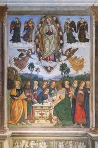 Jomfru Marias himmelfart, (fresco) af Bernardino di Betto (& studio) Pinturicchio