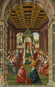 Enea Piccolomini foran pave Eugen IV af Bernardino di Betto (after) Pinturicchio