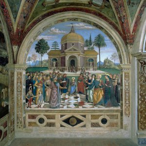 Diskussion i templet (fresko) af Bernardino di Betto Pinturicchio