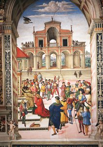 Italien, Siena, Katedralen, Piccolomini-biblioteket, Enea Silvio Piccolomini bliver gjort til digterpristager af kejser Frederik III, detaljer fra Historier om Pius II af Bernardino di Betto Pinturicchio