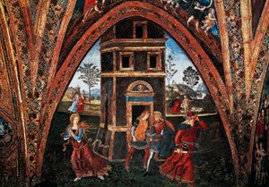 Martyrium of Saint Barbara, af Bernardino Pinturicchio (ca 1452-1513), fresco, Hall of the Saints, Borgia Apartments, Apostolic Palace, Vatikanstaten, Italien.