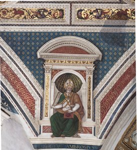 St. Ambrosius, detalje af kirkens læger (fresco af Bernardino di Betto Pinturicchio