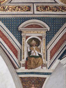 Skt. Gregor den Store, detalje af kirkens læger (fresco af Bernardino di Betto Pinturicchio