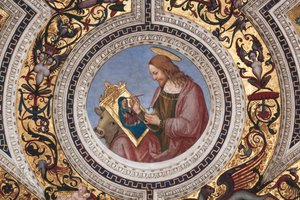 St Luke, detalje af De fire evangelister (fresco af Bernardino di Betto Pinturicchio