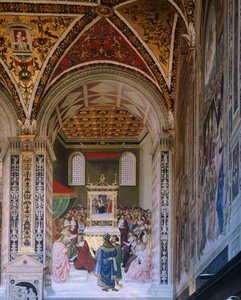 Historier om Pius II: Piccolomini valgt til kardinal af Bernardino Pinturicchio (cirka 1452-1513), Piccolomini-biblioteket, Siena-katedralen af Bernardino di Betto Pinturicchio