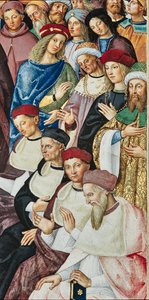 Piccolomini-biblioteket, sydøstvæggen: "Aeneas Sylvius modtager kardinalens hat fra pave Calixtus III, 17. december af Bernardino di Betto Pinturicchio