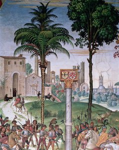 Udsigt over Siena med katedralen og Porta Camollia, detaljer fra 
