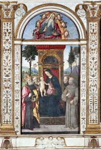 Jomfru med barn og den hellige Augustin, den hellige Frans og den hellige Antonius af Padua - Fresco af Pinturicchio (Bernardino di Betto) (1454-1513) 1484-1492 Rom, Basilica di Santa Maria del Popolo (Kirken Santa Maria del Popolo), Kapel Basso della Rove