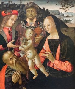Tilbedelse af Magi (tempera på panel) af Bernardino di Mariotto