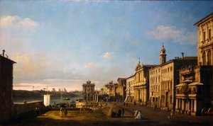 Bernardo Bellotto - Ansicht der Via di Ripetta in Rom, 1742-1744 af Bernardo Bellotto
