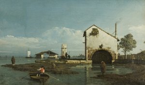 Capriccio, The Lagoon, ca. 1743 (olie på lærred) af Bernardo Bellotto
