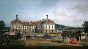 Tysk: Det kejserlige lystslot Schloss Hof, side af æresretten af Bernardo Bellotto
