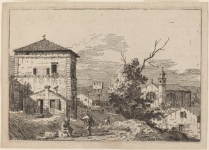 Landskab med et dødt træ af Bernardo Bellotto