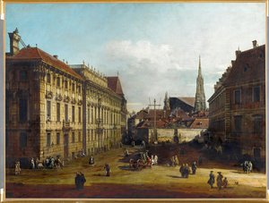 Lobkowitzplatz i Wien, Østrig (olie på lærred) af Bernardo Bellotto