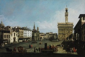Piazza della Signoria i Firenze af Bernardo Bellotto