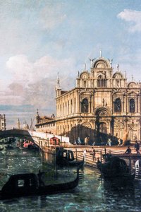 Rio dei Mendicanti og Scuola di San Marco (olie på lærred) af Bernardo Bellotto